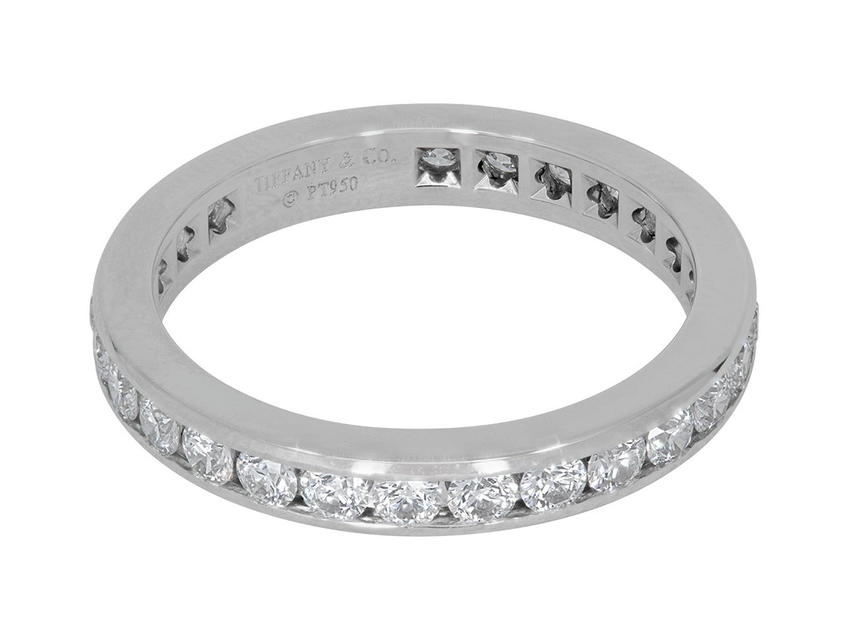 Platinum eternity band with channel set diamonds