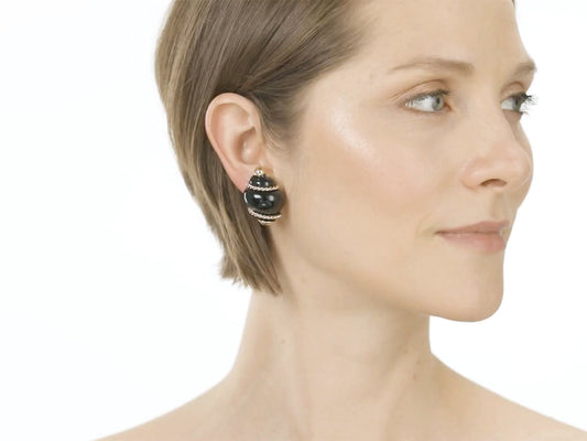 Seaman Schepps Onyx Shell Earrings in 14K Gold