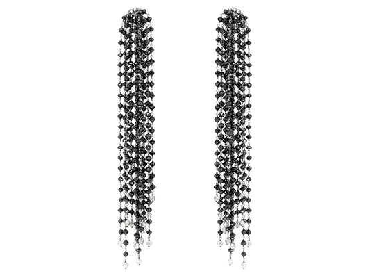 Black Diamond Fringe Earrings in 18K White Gold