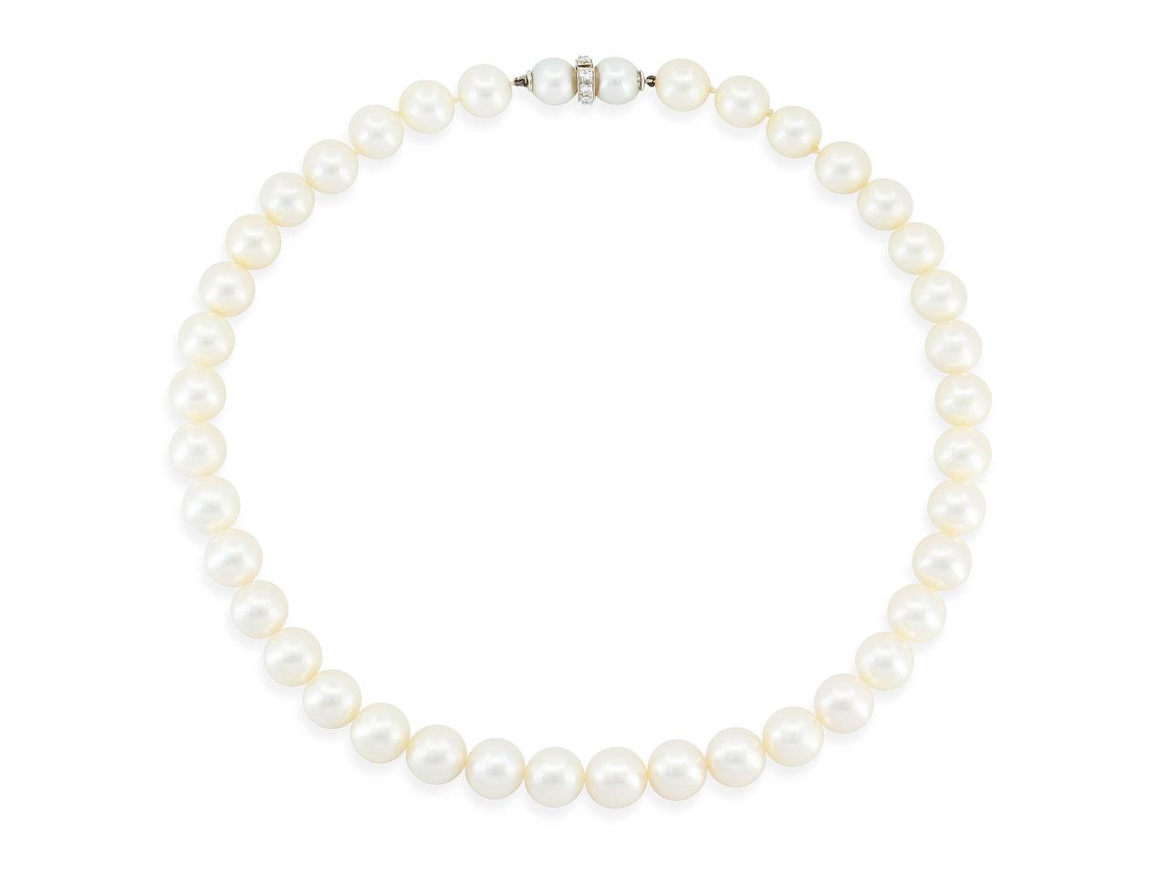 Pearl Necklace, with Diamond 14K White Gold Clasp