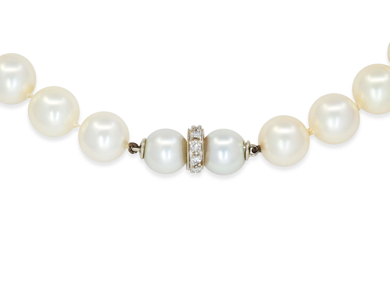Pearl Necklace, with Diamond 14K White Gold Clasp