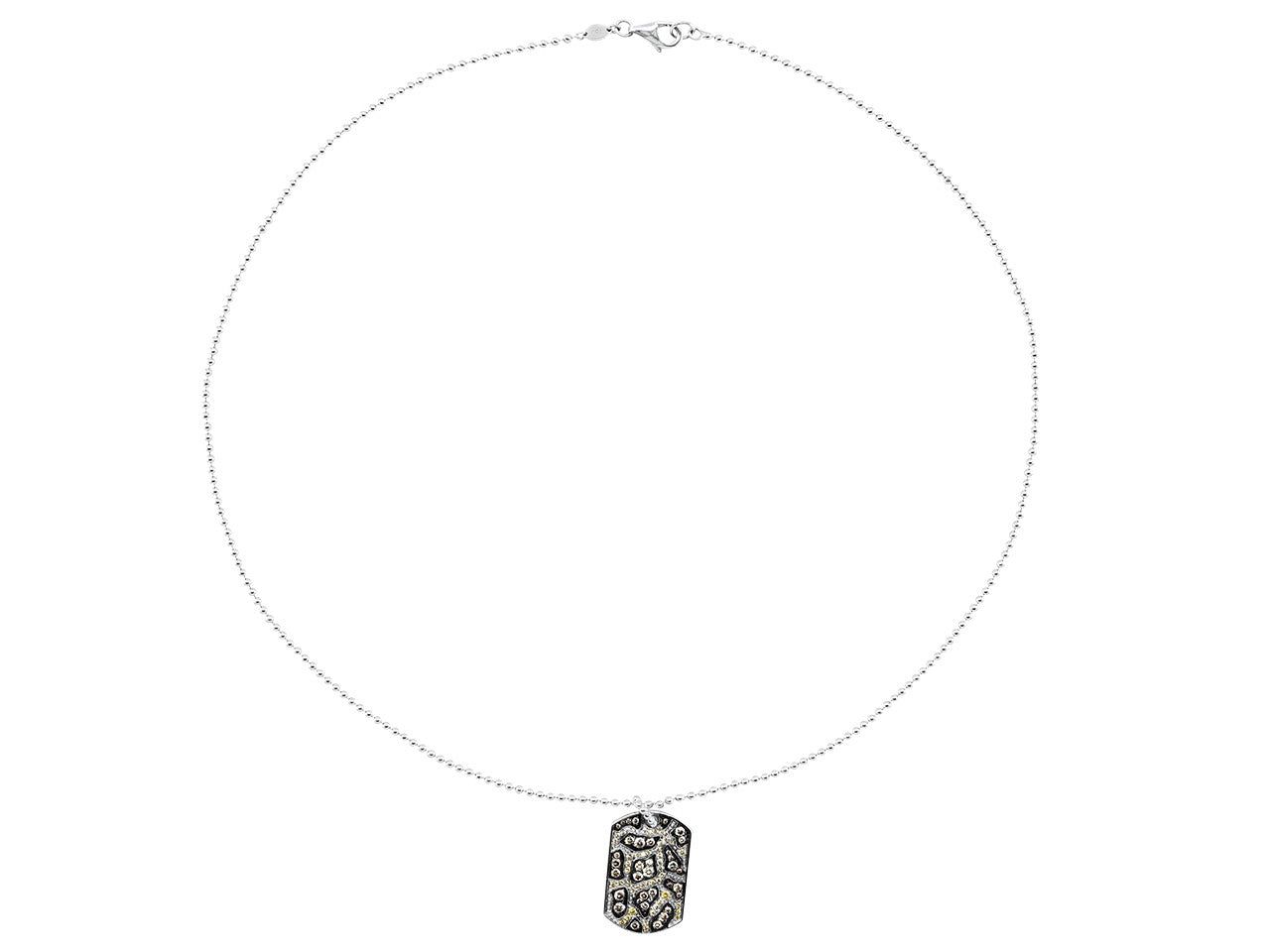Rhonda Faber Green Yellow and Brown Diamond 'Giraffe Dog Tag' Pendant Necklace in 18K