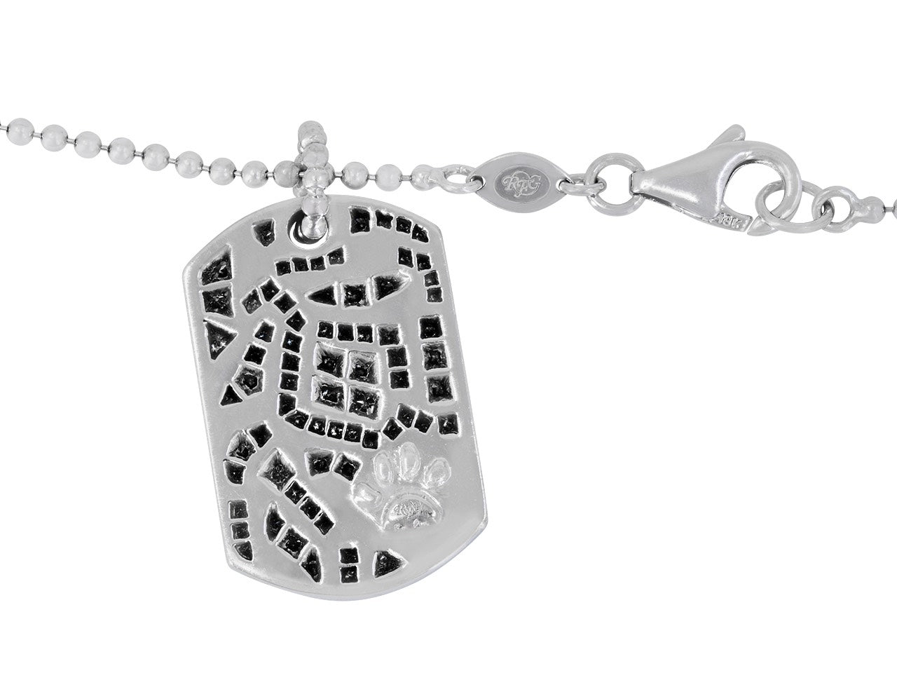 Rhonda Faber Green Yellow and Brown Diamond 'Giraffe Dog Tag' Pendant Necklace in 18K