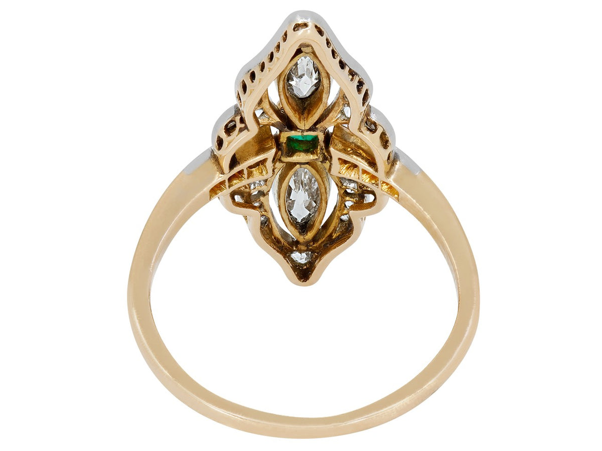 Antique Edwardian ring with emerald and diamonds