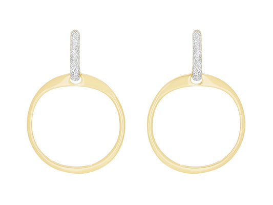 Hoop Earrings with Diamond Tops in 18K Gold, by Beladora