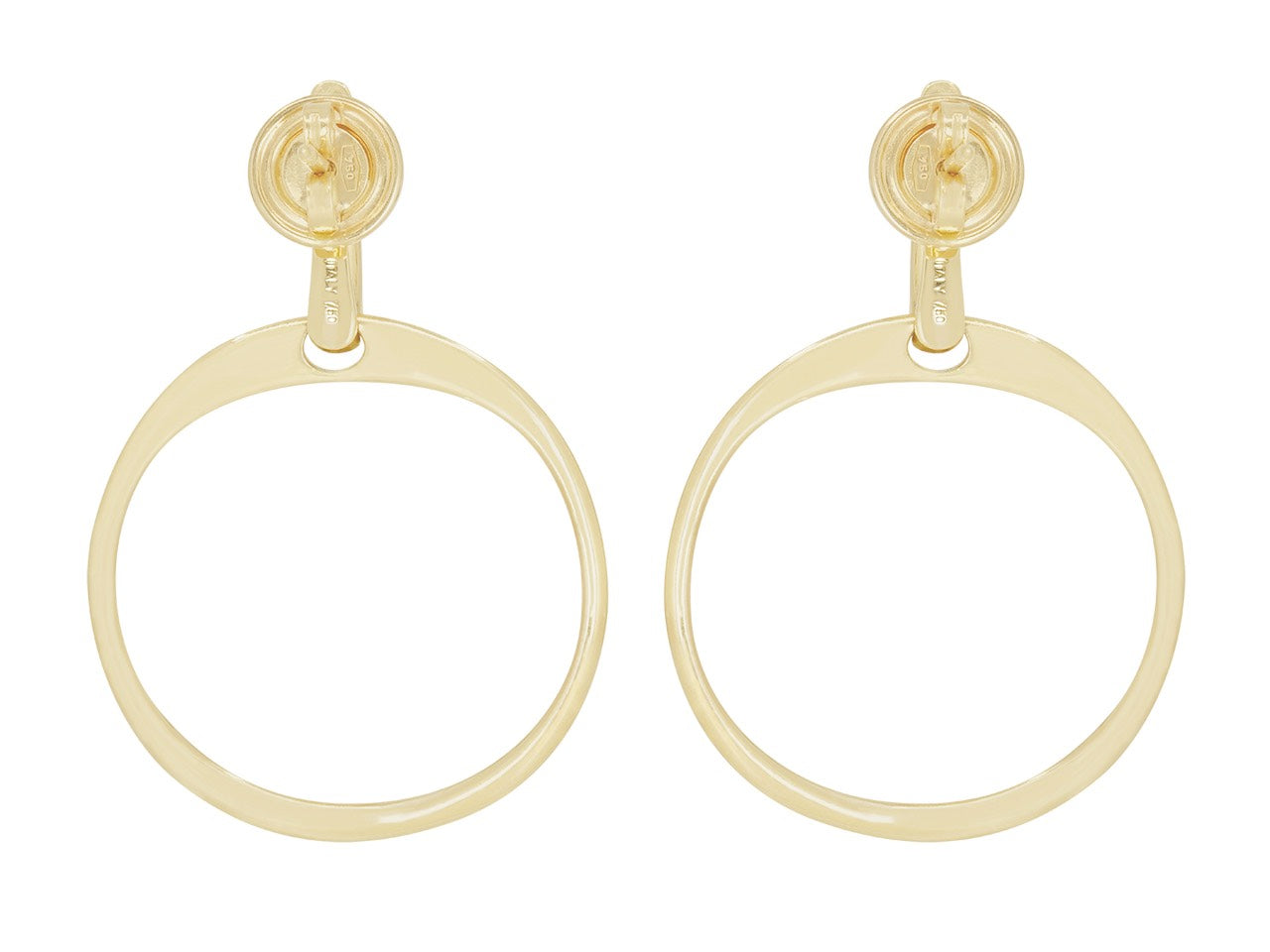 Hoop Earrings with Diamond Tops in 18K Gold, by Beladora