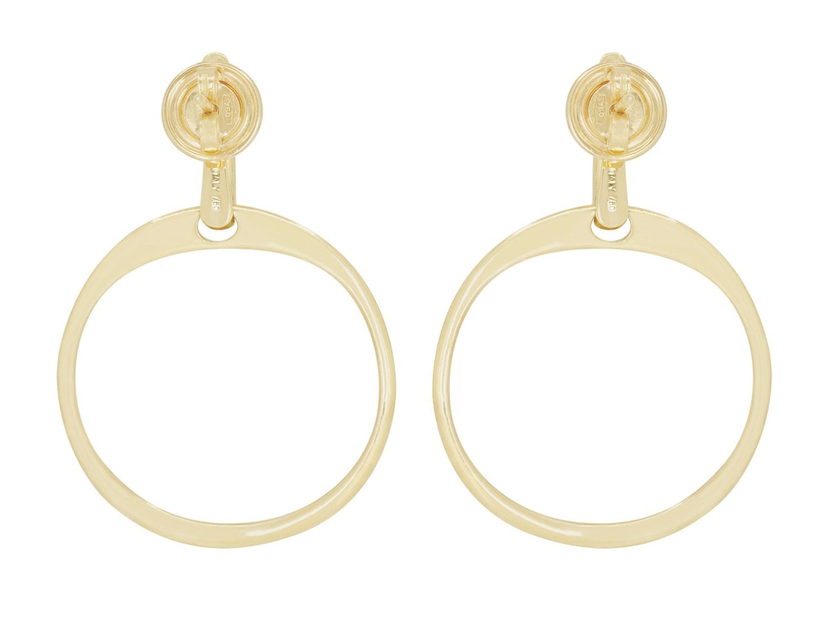 18K gold hoop earrings with diamond tops