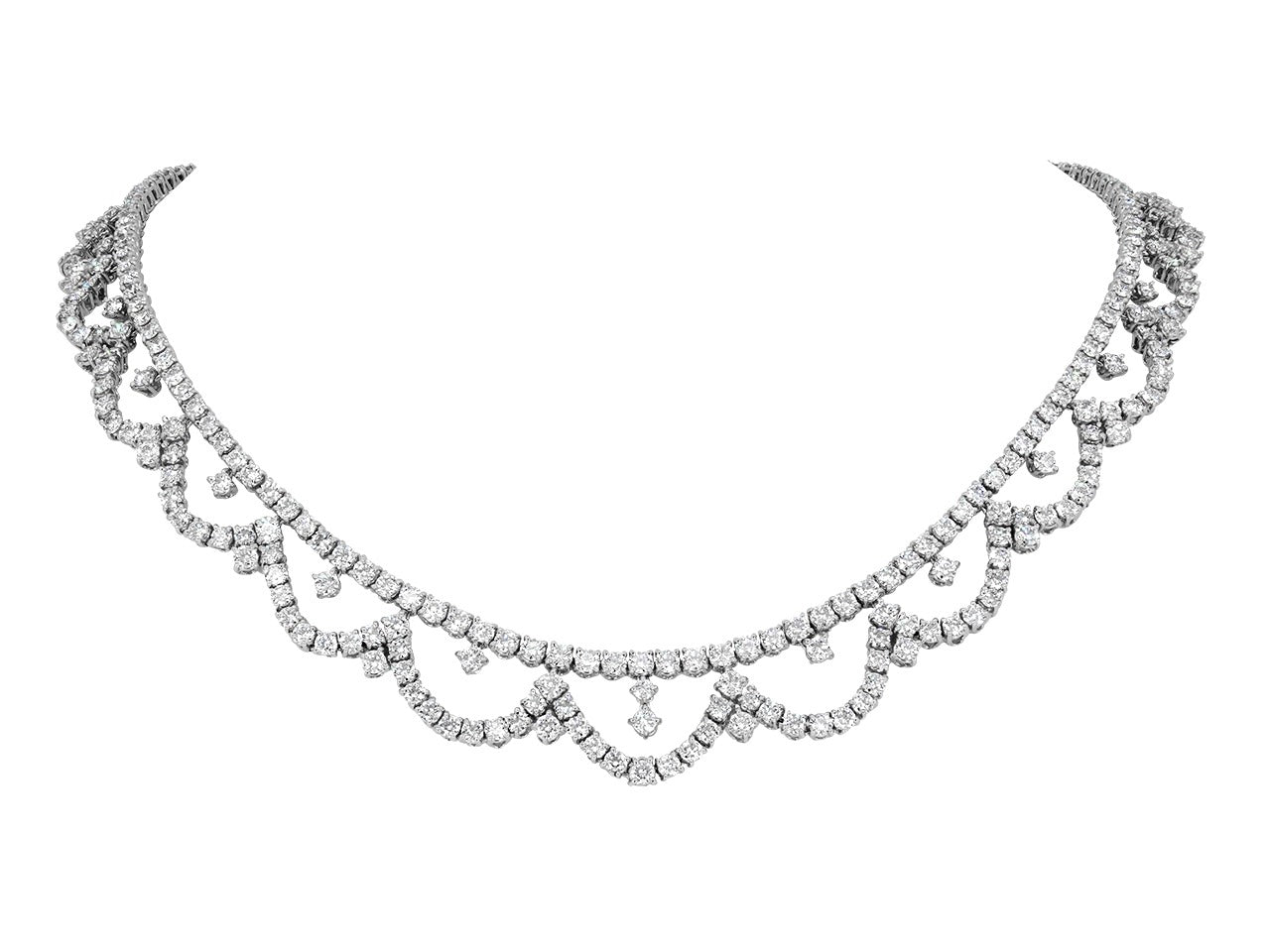 Piranesi Diamond Garland Necklace in 18K White Gold