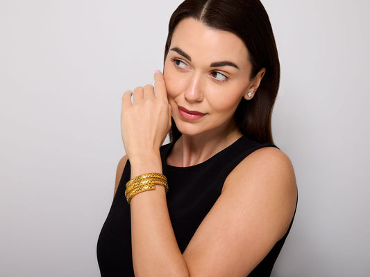 John Hardy Double Coil Dot Bracelet in 18K Gold