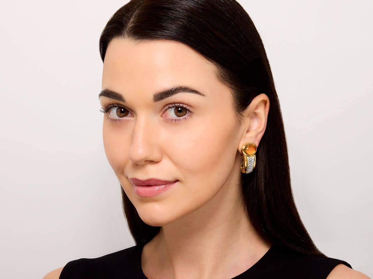 Citrine and Diamond Earrings in 18K Gold