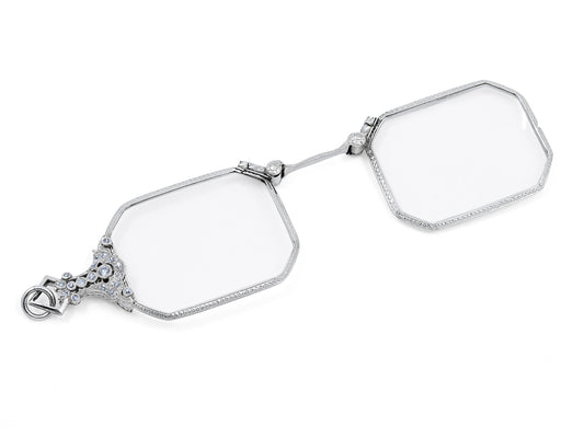 Platinum lorgnette with octagonal diamond spectacles