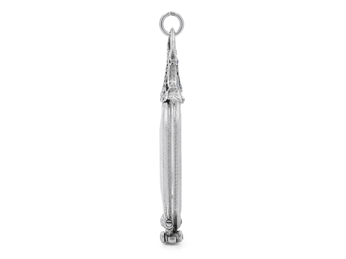 Platinum Art Deco diamond lorgnette pendant