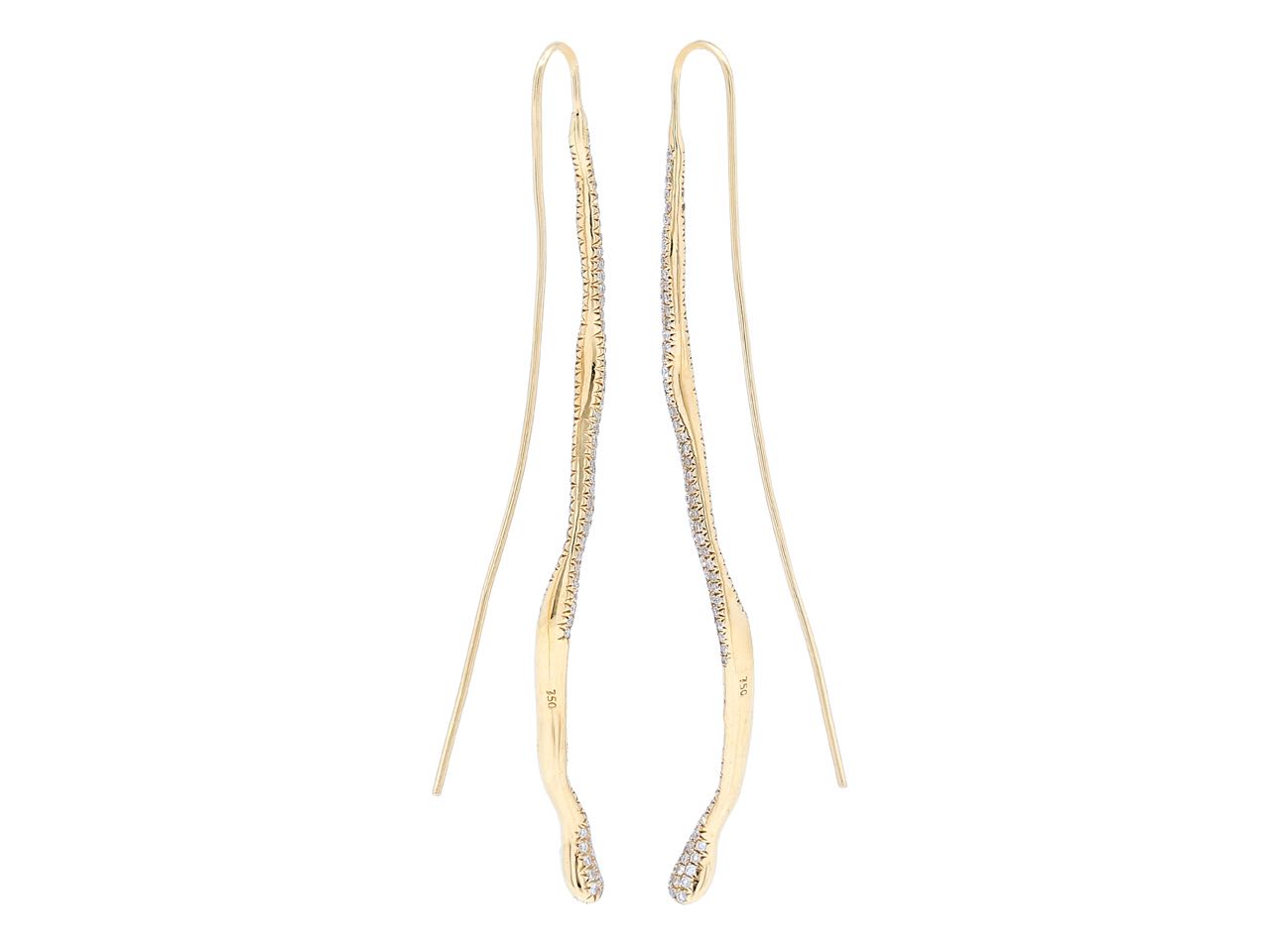 Diamond Dangle 'Snake' Earrings in 18K Gold