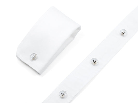 White dress shirt with four crystal and onyx studs