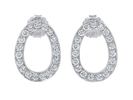 Beladora 'Reimagined' Oval Diamond Earrings in 18K White Gold
