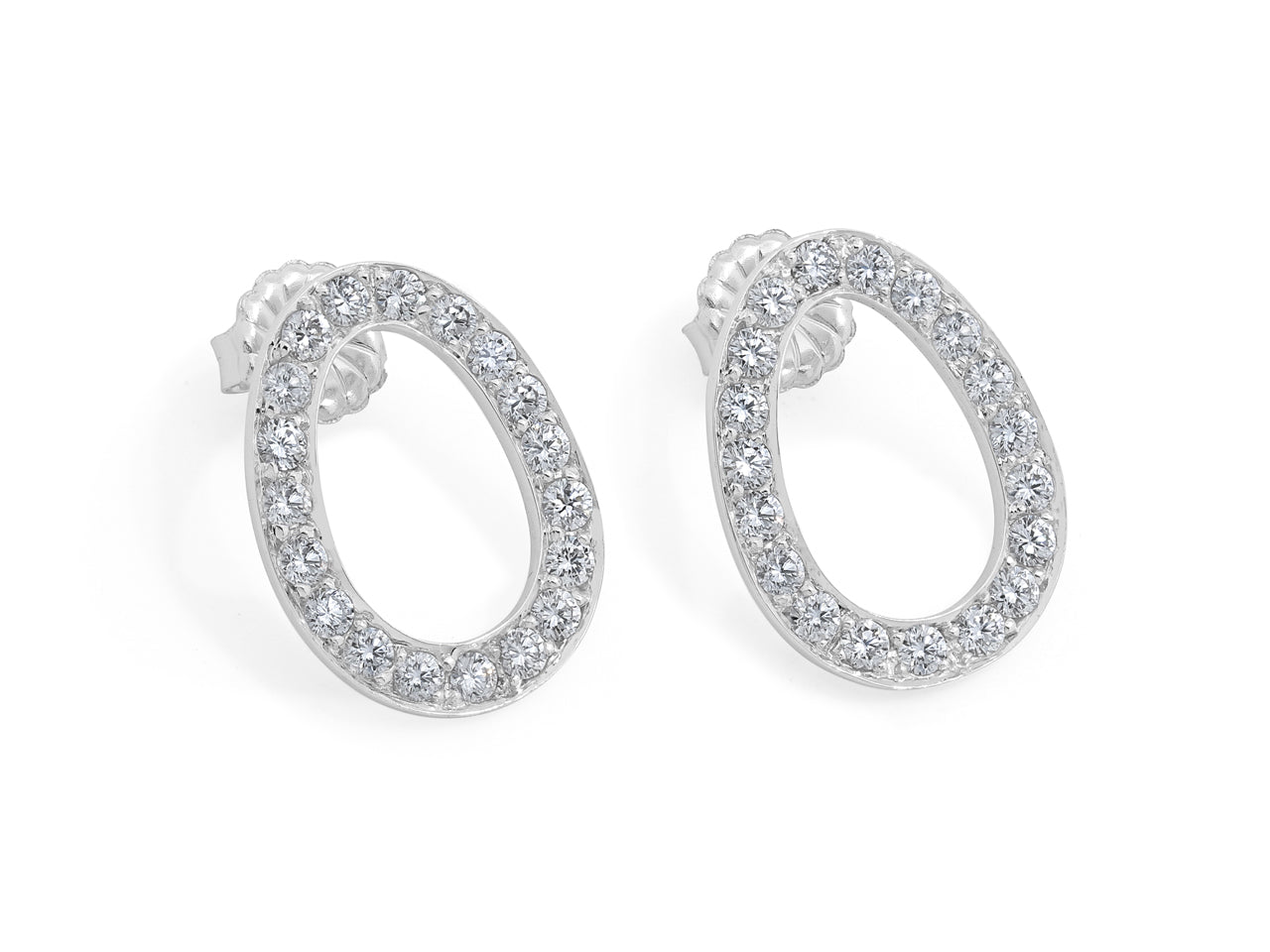 Beladora 'Reimagined' Oval Diamond Earrings in 18K White Gold