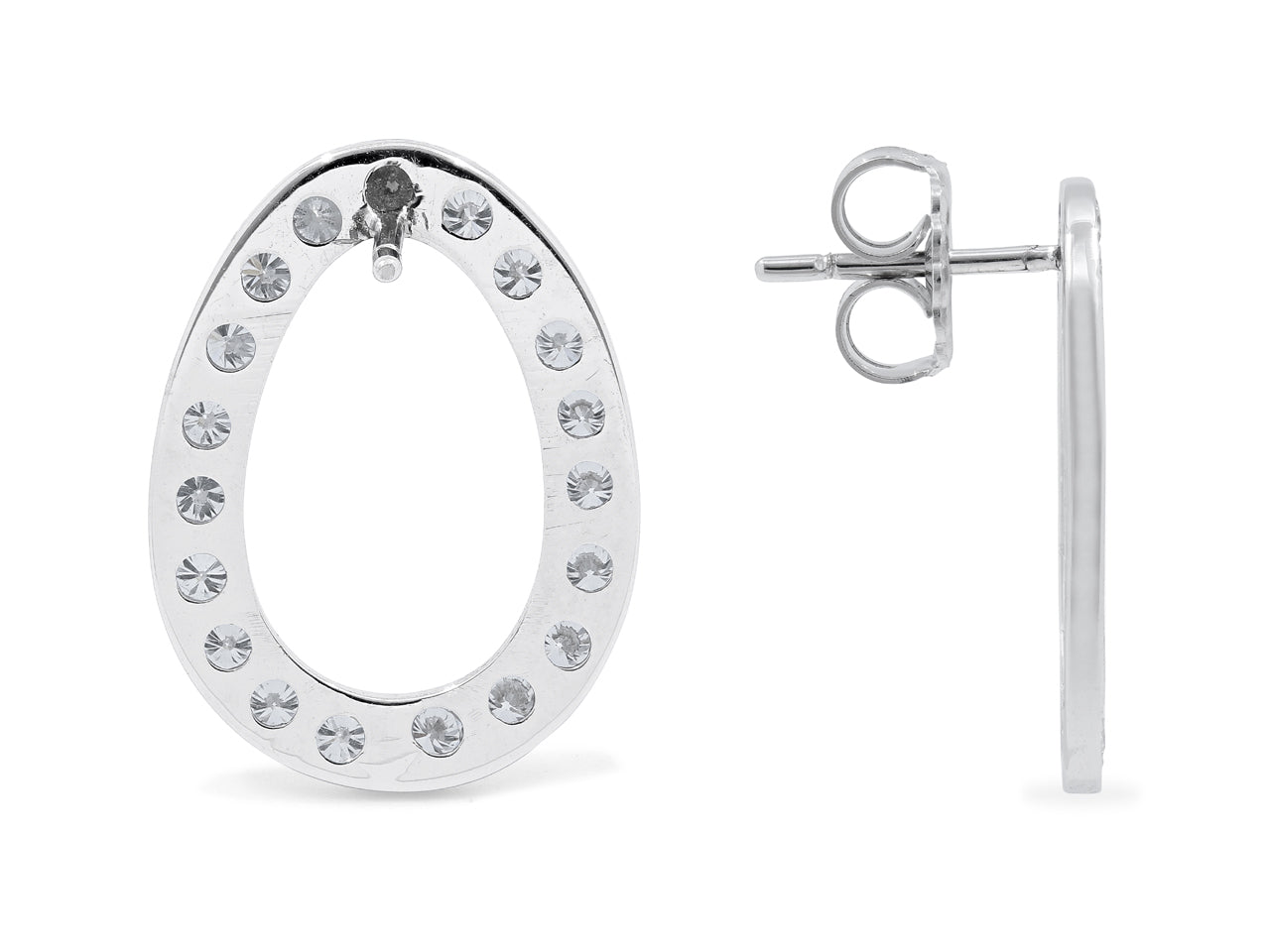 Beladora 'Reimagined' Oval Diamond Earrings in 18K White Gold