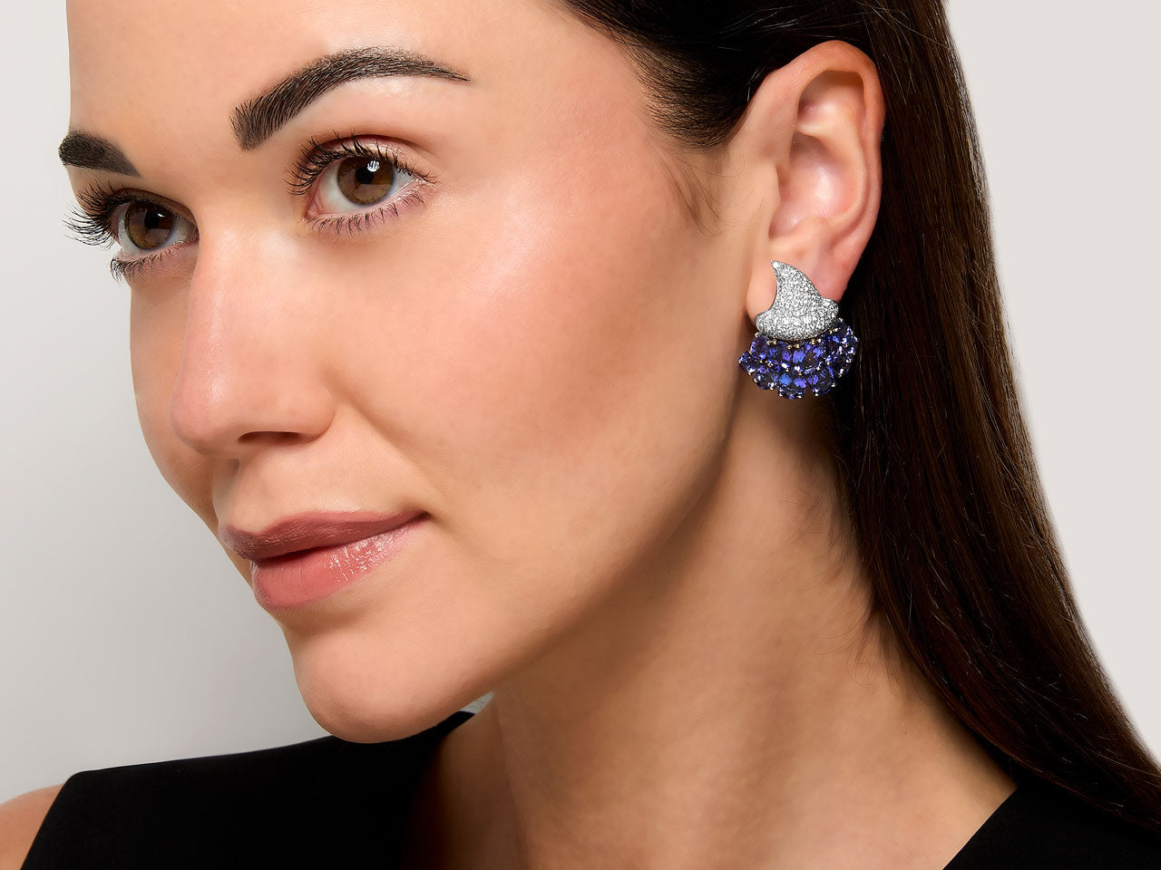 Verdura 'Cornucopia' Tanzanite and Diamond Earrings in 18K White Gold