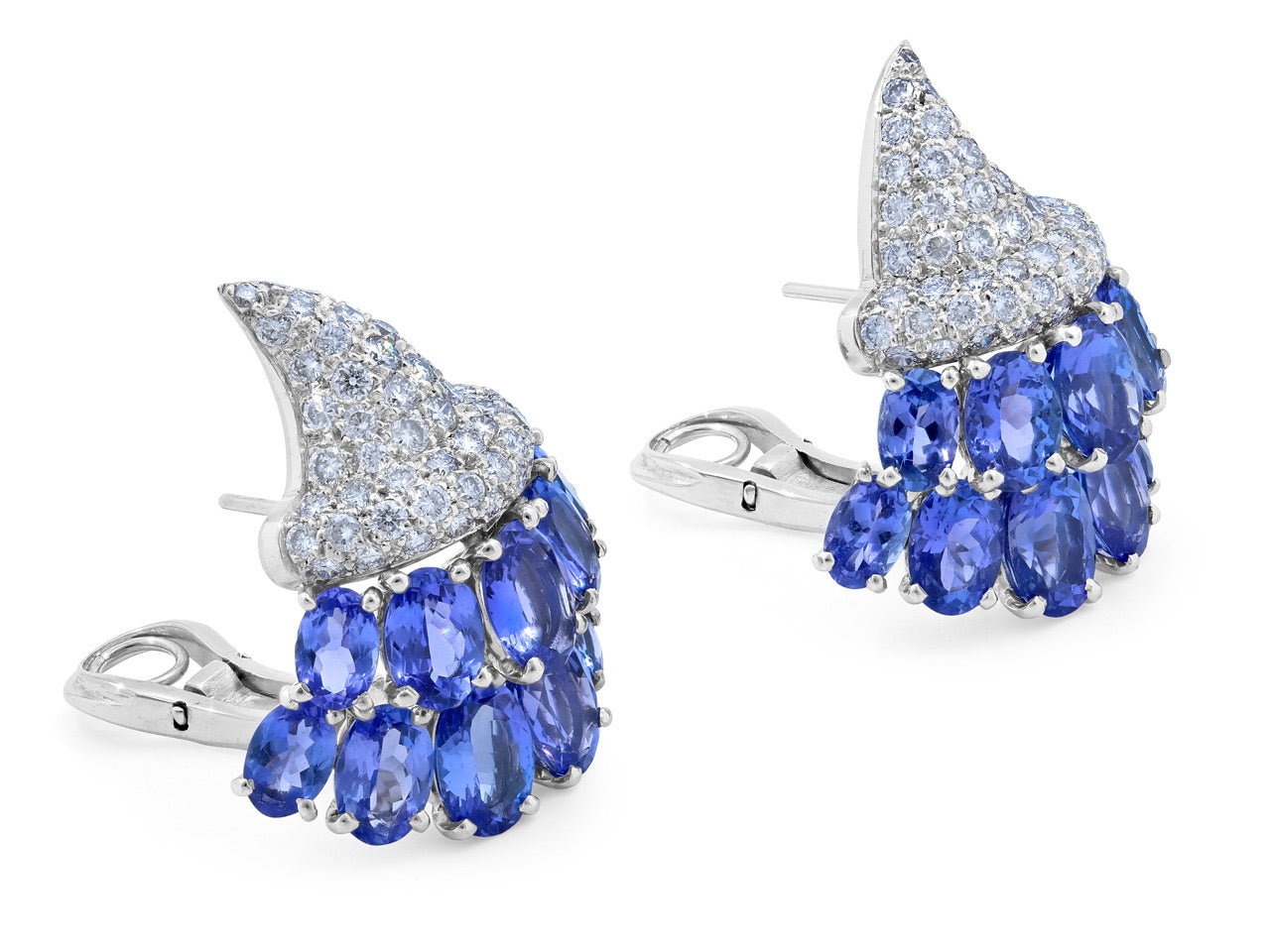 Verdura 'Cornucopia' Tanzanite and Diamond Earrings in 18K White Gold