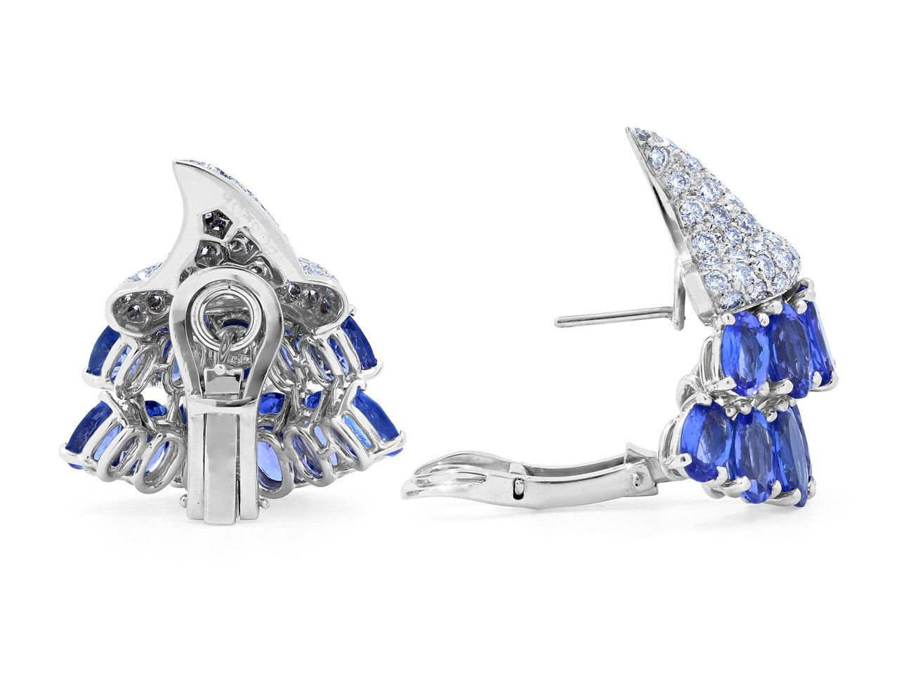 Verdura 'Cornucopia' Tanzanite and Diamond Earrings in 18K White Gold