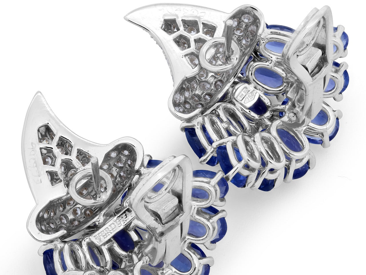 Verdura 'Cornucopia' Tanzanite and Diamond Earrings in 18K White Gold