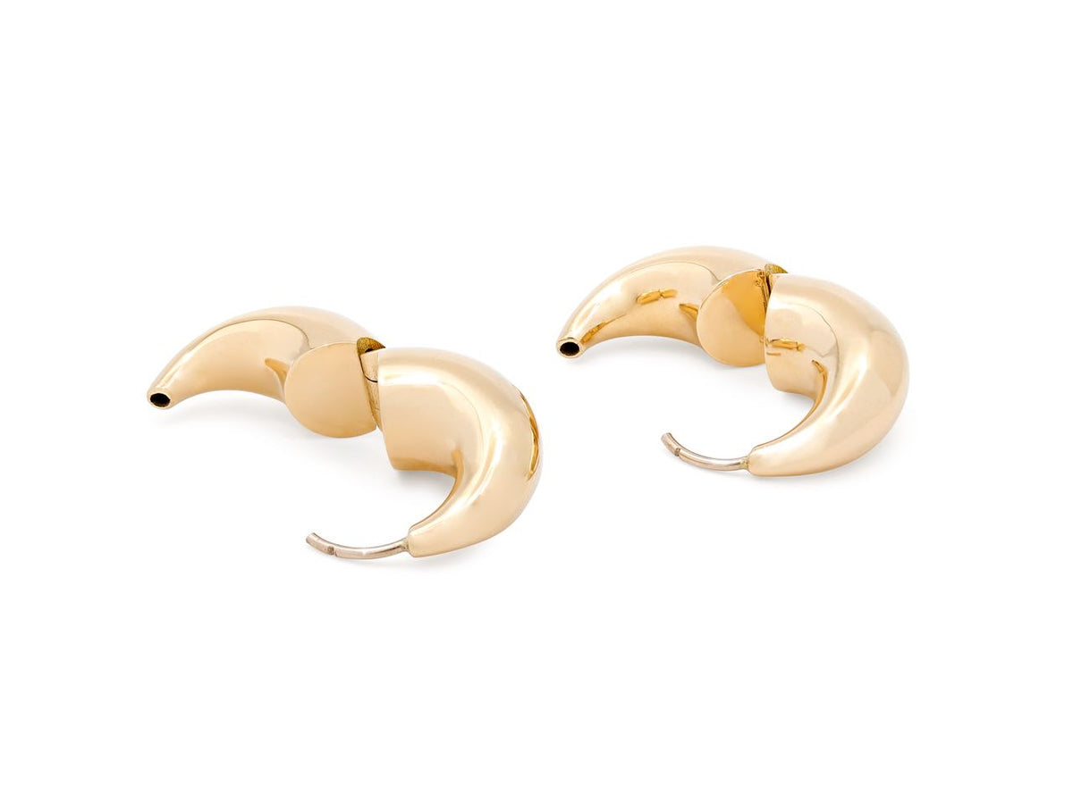 Pair of small polished 18K gold crescent hoop earrings