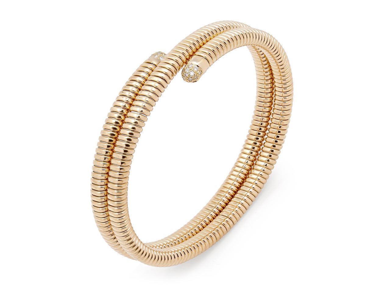 Tubogas Two Row Wrap Diamond Bracelet in 18K Gold, by Beladora