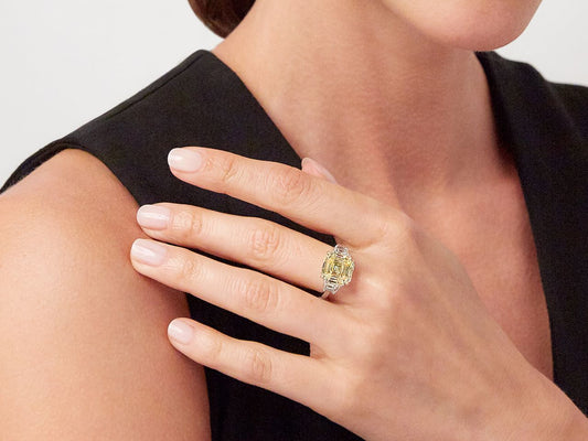 Asscher-Cut Fancy Intense Yellow Diamond Ring, 8.17 Carats, in Platinum
