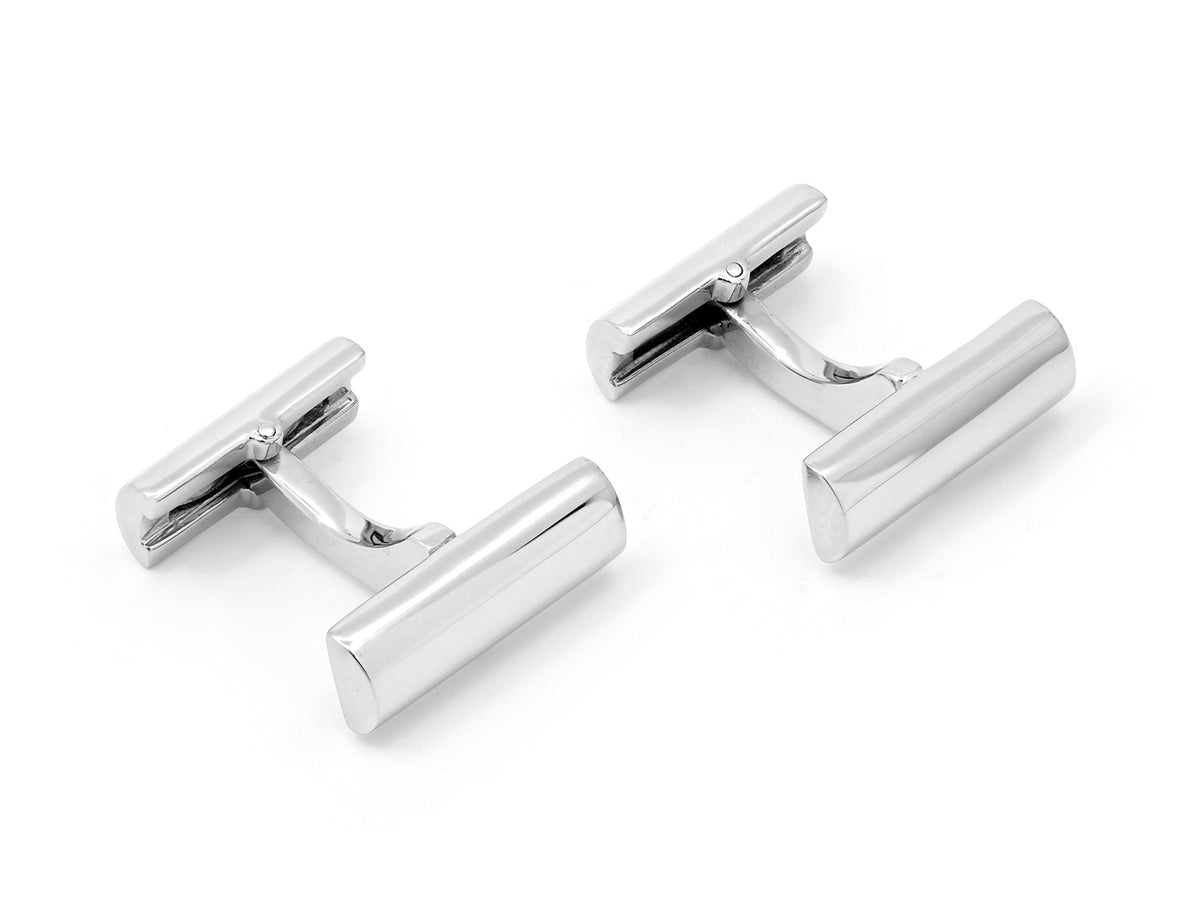 Pair of polished bar cufflinks in white gold