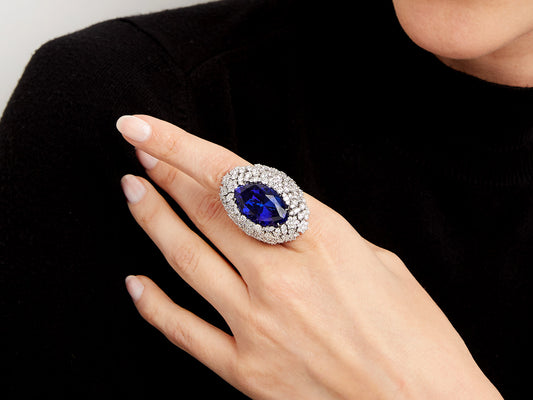 Roberto Coin 22.81 carat Tanzanite and Diamond Ring in 18K White Gold