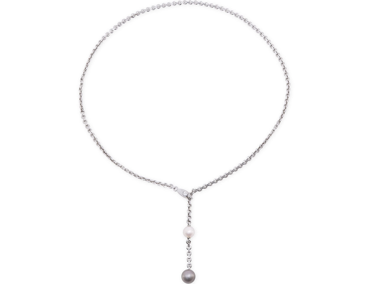 Cartier Akoya and Tahitian Pearl Lariat Necklace in 18K White Gold