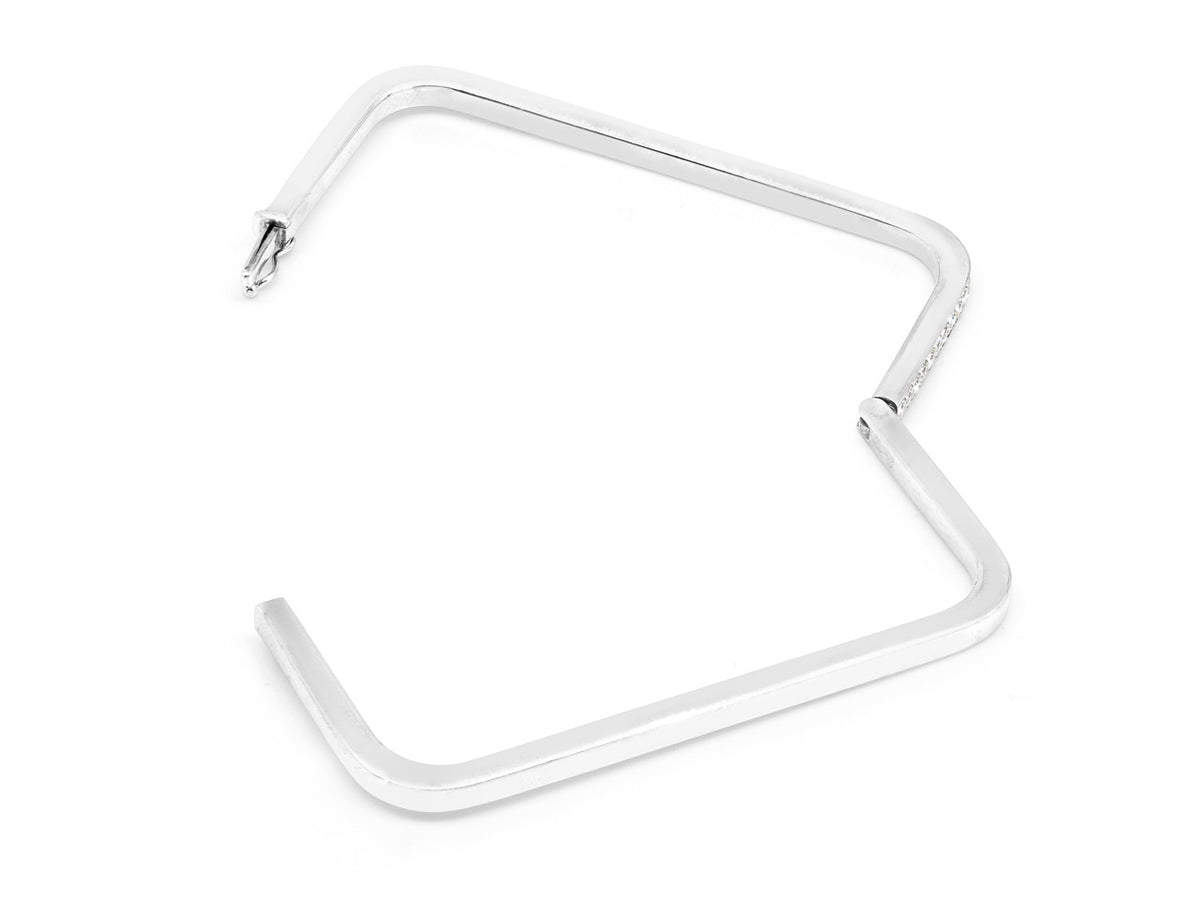 Square 18K white gold bangle bracelet