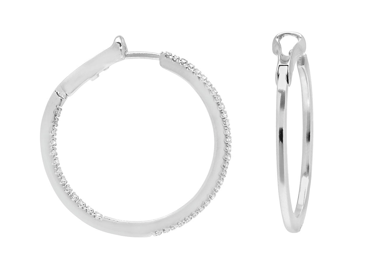 Diamond Hoop Earrings in 18K White Gold