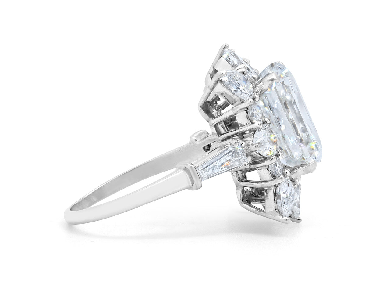 Mid-Century Marianne Ostier Emerald Cut Diamond Ring, 7.23 carat G/VS1, in Platinum