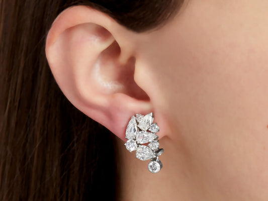 Beladora 'Reimagined' Diamond Cluster Earrings in Platinum