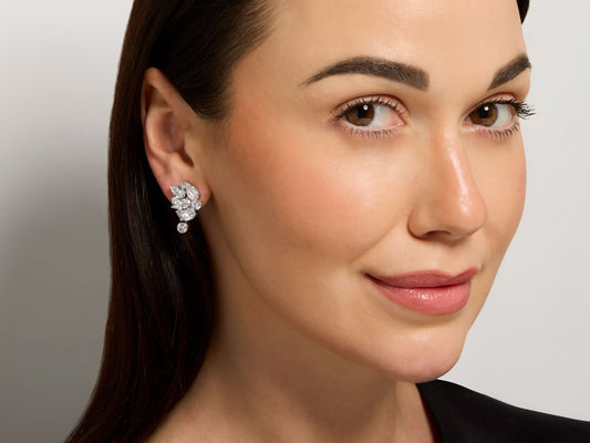 Beladora 'Reimagined' Diamond Cluster Earrings in Platinum