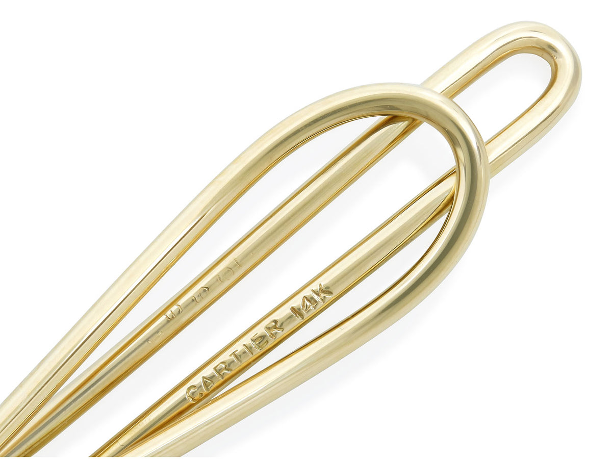 Cartier 14K gold tie bar with open clip design