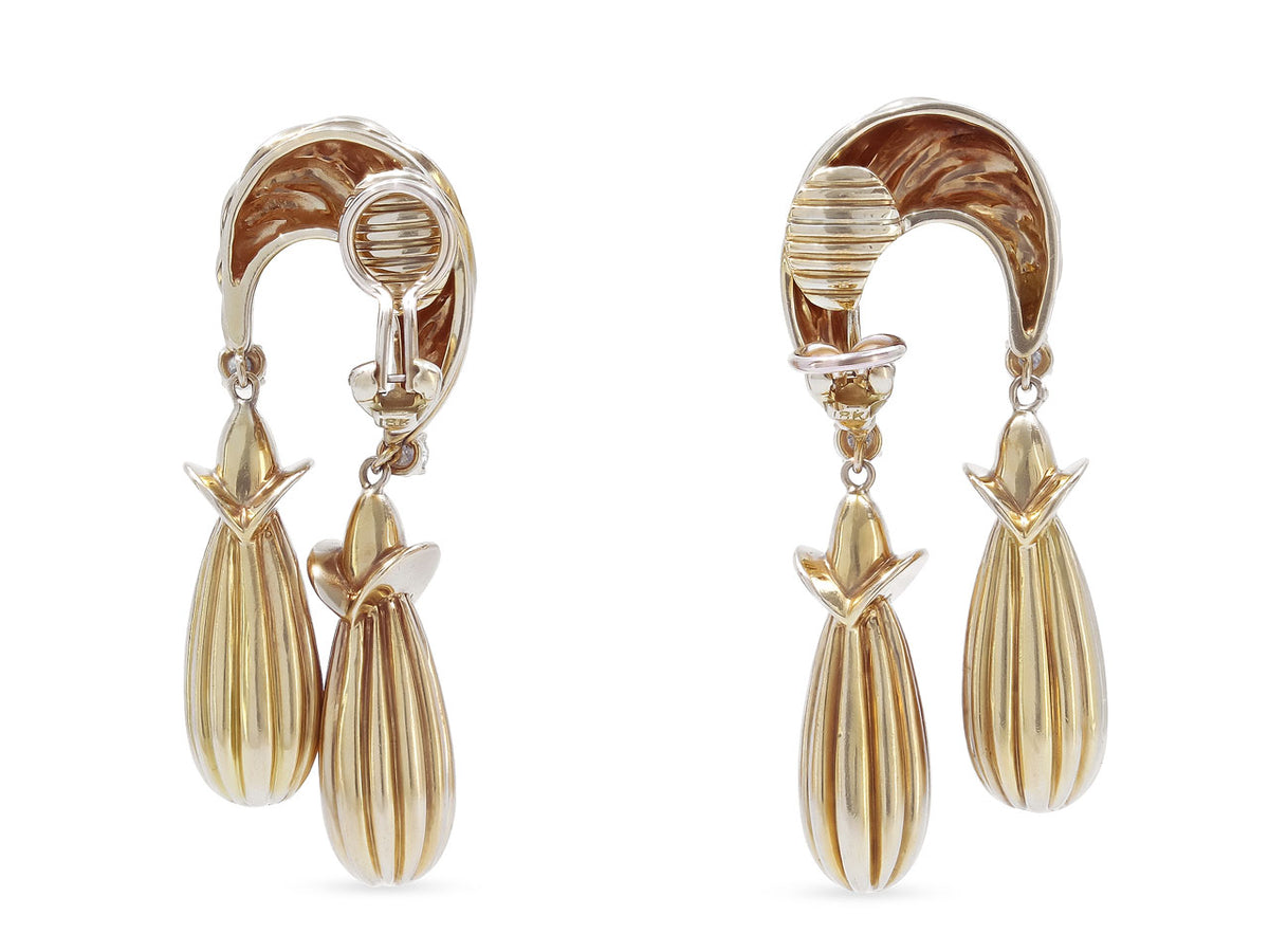 18K gold double drop earrings with diamonds