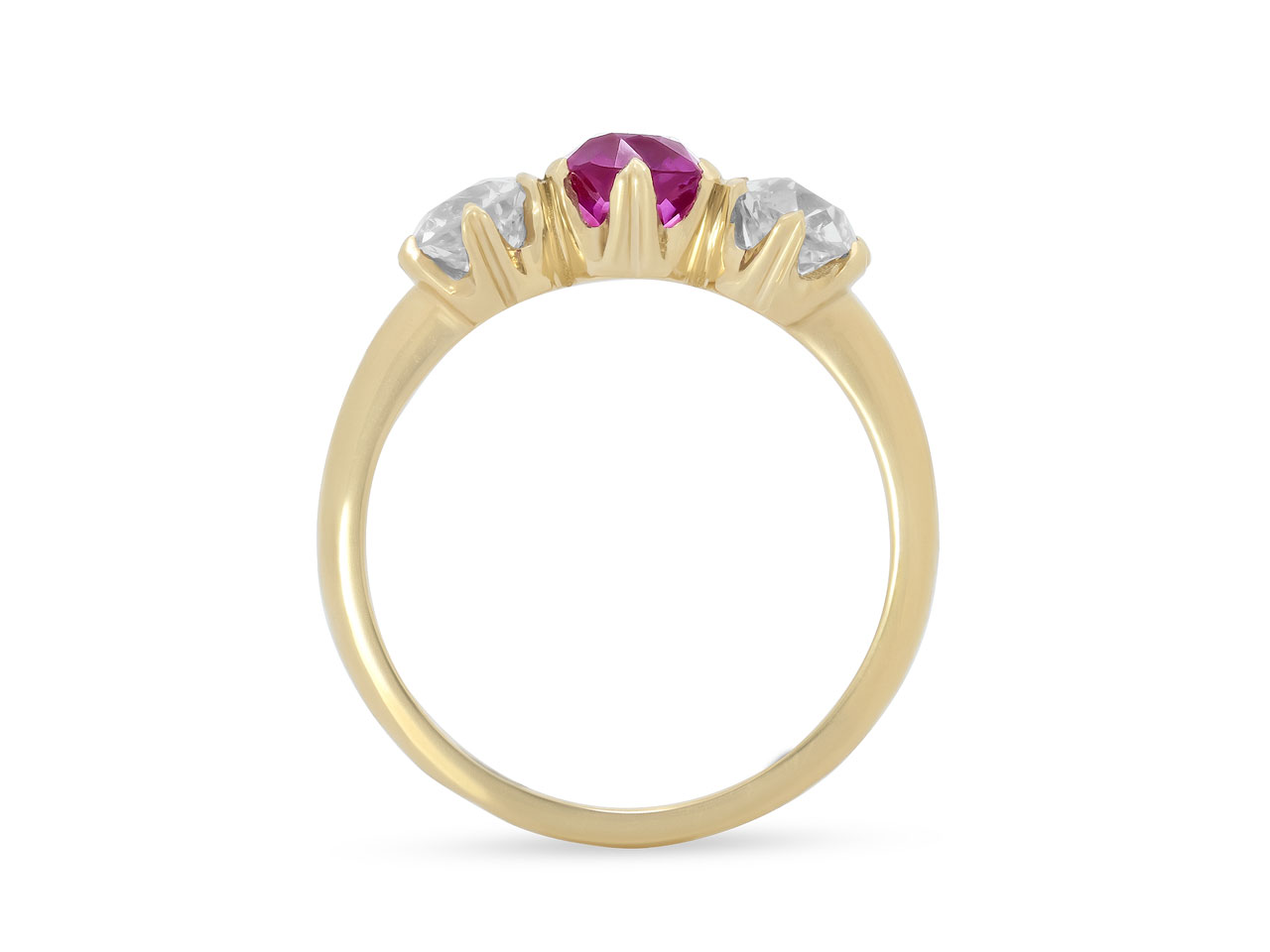 Beladora 'Bespoke' Three Stone Pink Sapphire and Diamond Ring in 14K Gold