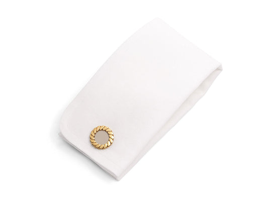 White cufflink box with gold rope motif detail