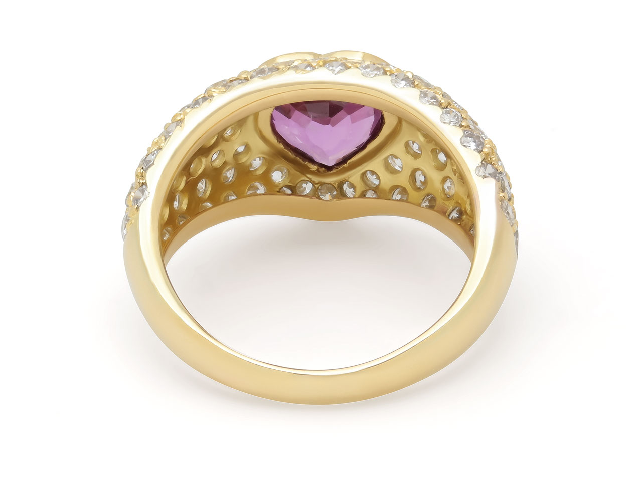 Heart-Shaped Ruby and Diamond Ring in 18K Gold
