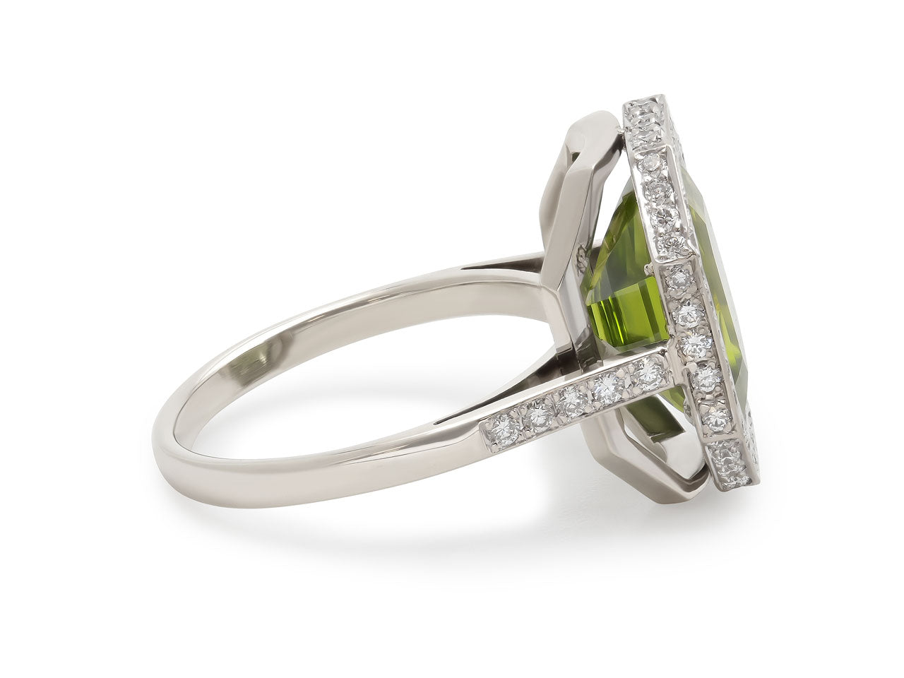 Beladora 'Reimagined' Peridot and Diamond Ring in 18K White Gold