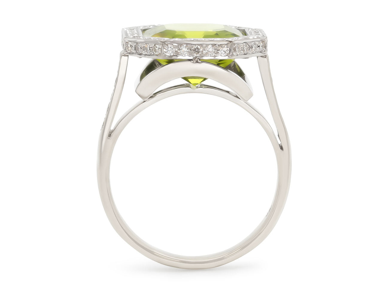 Beladora 'Reimagined' Peridot and Diamond Ring in 18K White Gold