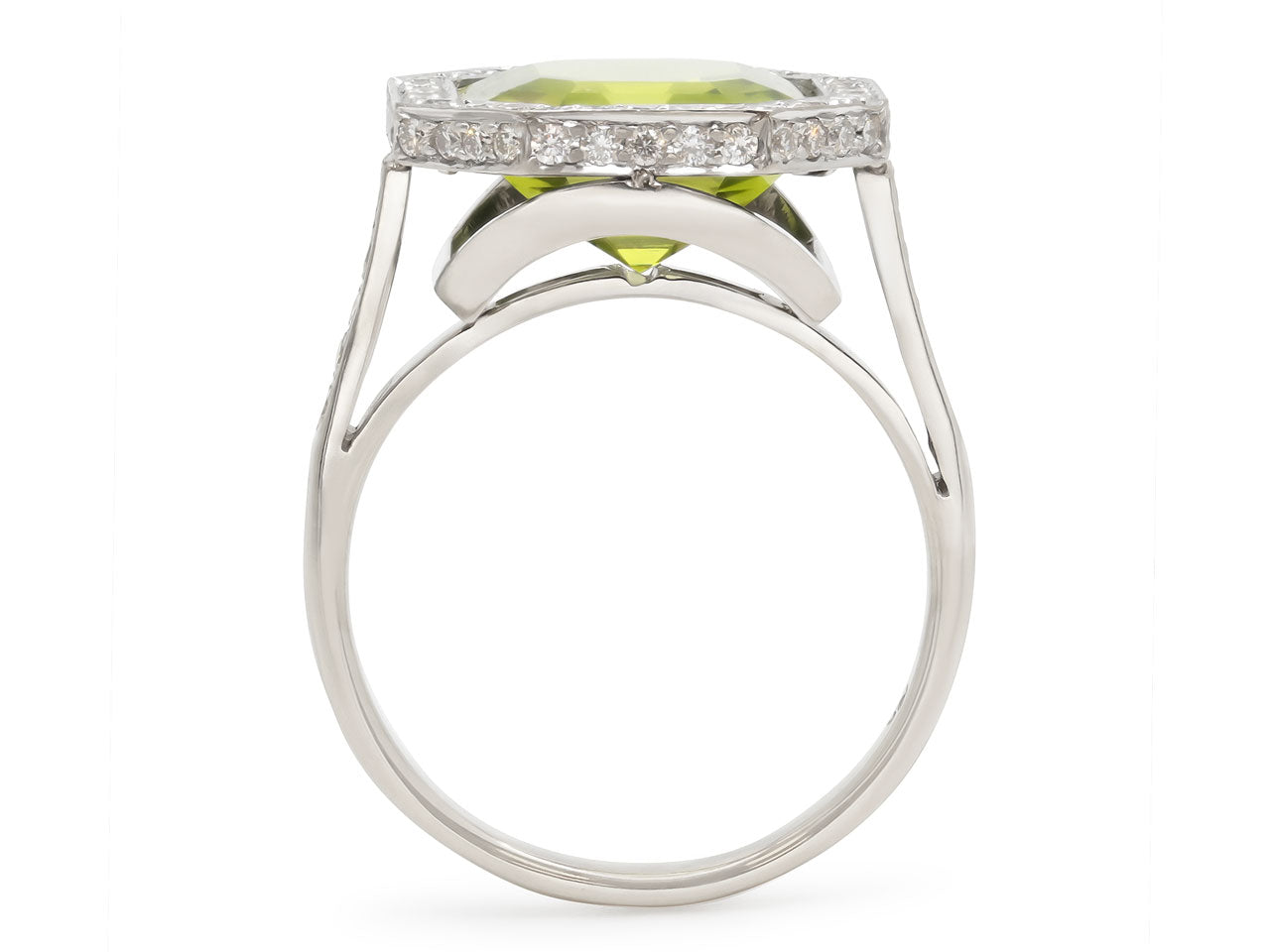 Beladora 'Reimagined' Peridot and Diamond Ring in 18K White Gold