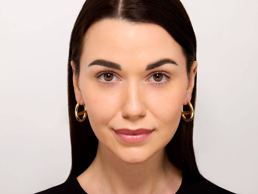 Anchor Link Earrings in 18K Gold, by Beladora