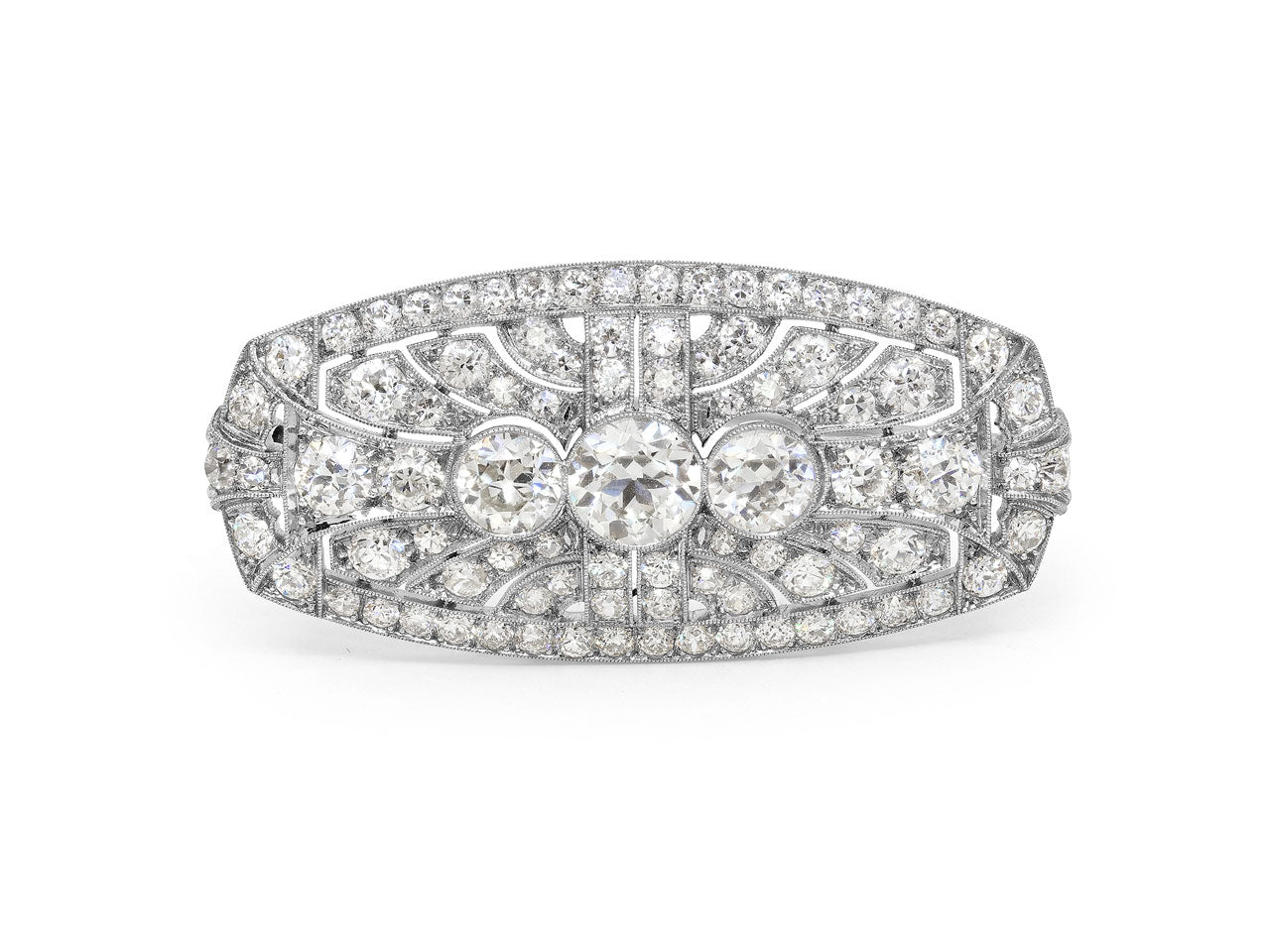 Mid-Century Old European Cut Diamond Brooch in Platinum