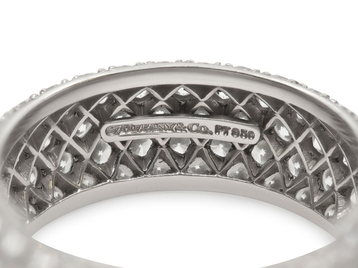 Interior of platinum diamond band ring with hallmark