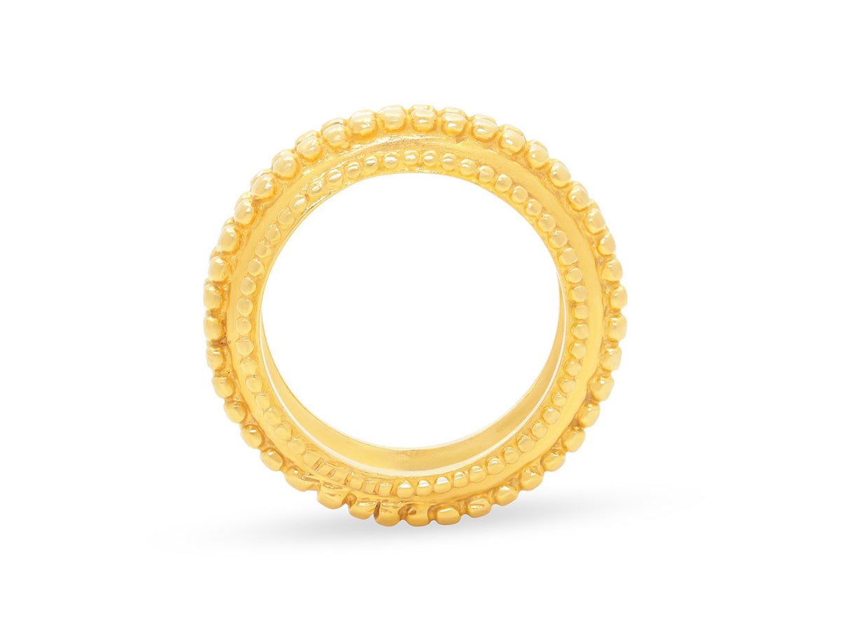 22K yellow gold ring with double beaded bands