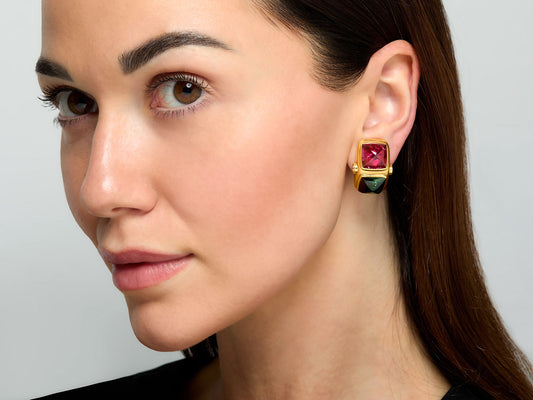 Set of Three Multi-Gemstone and Diamond Earrings in 18K Gold