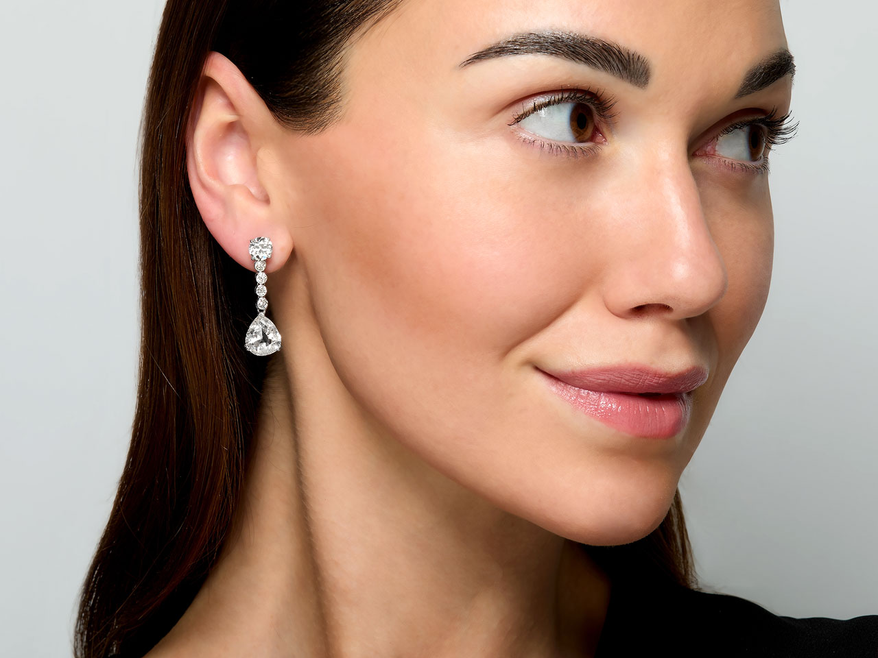 Beladora 'Bespoke' Antique-cut Pear Shape Diamond Drops in Platinum